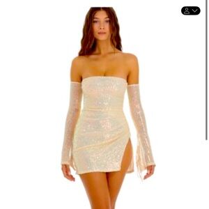 Elegant Cream Strapless Dress Lucy In the Sky